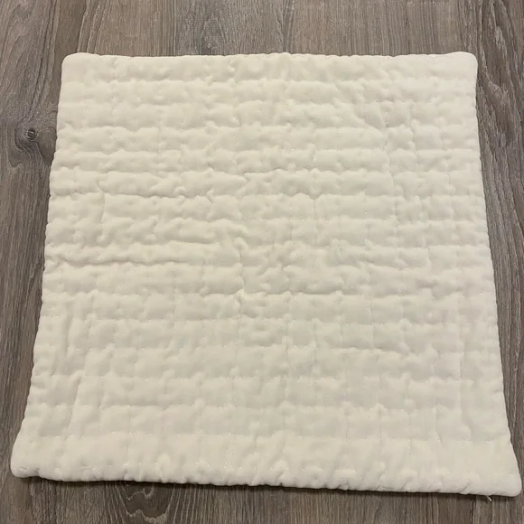 Pottery Barn Washed Velvet Cotton Quilted Cream Sham 20” Sq - Picture 1 of 11
